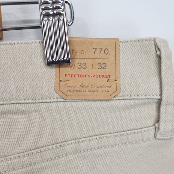 NWT J.Crew Men's 770 Straight-Fit Bergen Five-Pocket Pant Sandwash Canvas 33x32 - Picture 9 of 11